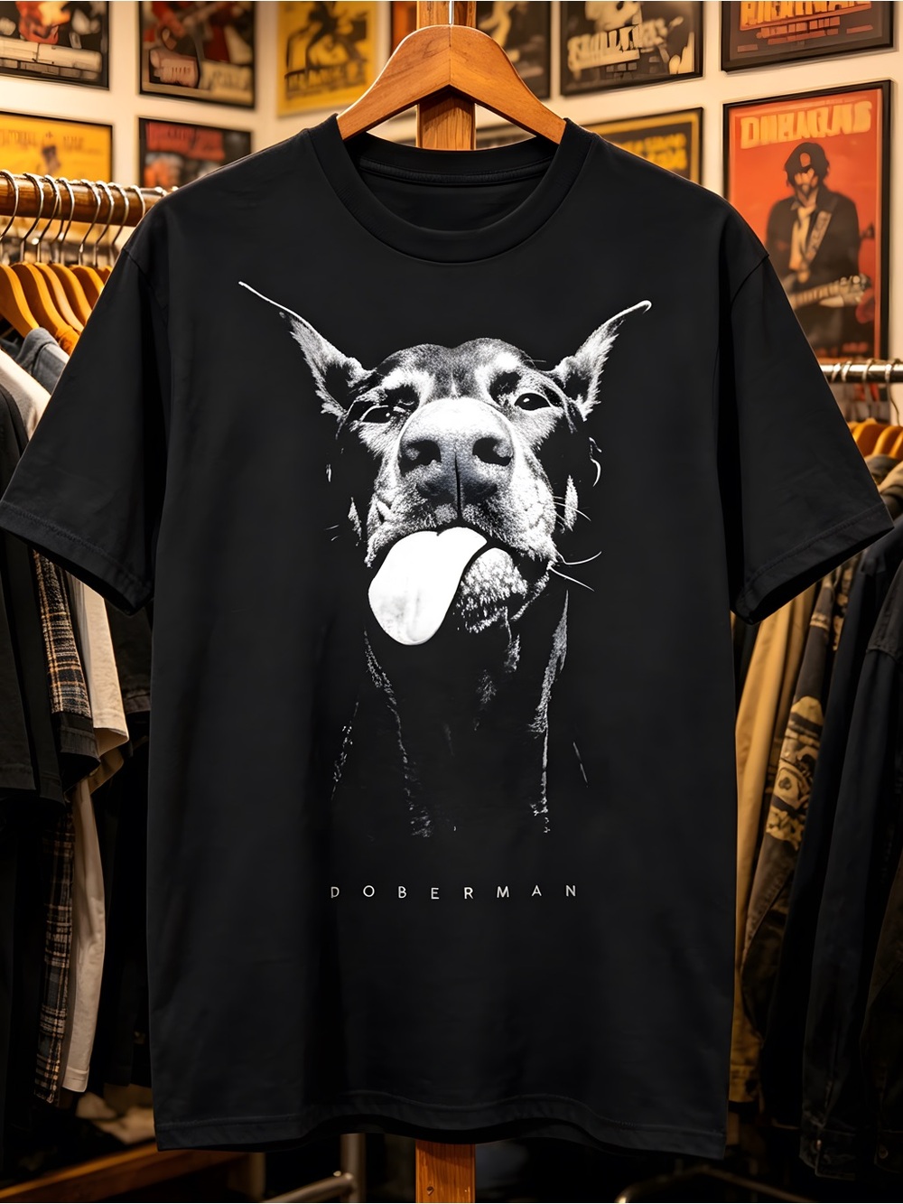 Hungry Dobermann Graphic Unisex T-Shirt Y2K Streetwear T Shirt